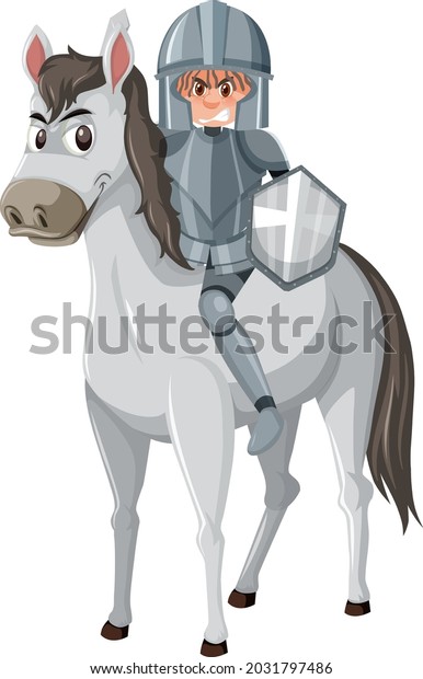 Knight Riding Horse Cartoon Character On Stock Vector (Royalty Free ...