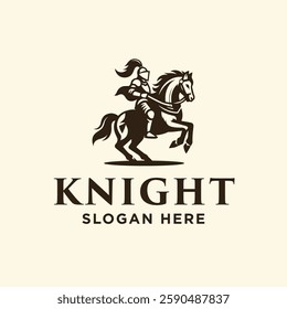 Knight Riding Horse Stallion Warrior Fighter Logo Design