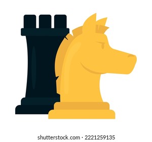 knight and rook icon on white background
