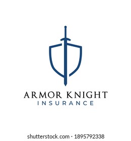 Knight Shield Armor Sword for Military Legal Wealth Insurance Logo Design Vector