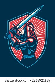 Knight Shield Badge Sport Logo Style