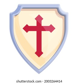 Knight Schild Symbol Symbol Cartoon Vektor. Mantel aus Metallarmen. Stahlmittelschild