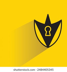 icono de escudo de caballero con sombra en fondo amarillo