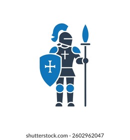 Knight with Shield Icon On White Background