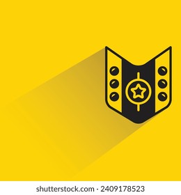 knight shield icon with shadow on yellow background