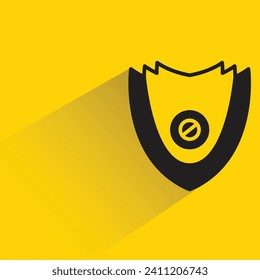 knight shield icon with shadow on yellow background
