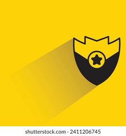 icono del escudo knight con sombra sobre fondo amarillo