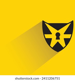 knight shield icon with shadow on yellow background