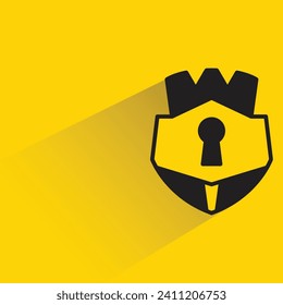 knight shield icon with shadow on yellow background