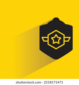 knight shield icon with shadow on yellow background
