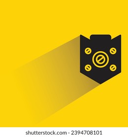 knight shield with shadow on yellow background