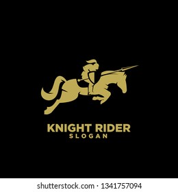 Knight with shield and spear on a horse logo icon designs symbol template illustration