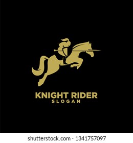 Knight with shield and spear on a horse logo icon designs symbol template illustration