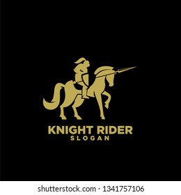 Knight with shield and spear on a horse logo icon designs symbol template illustration