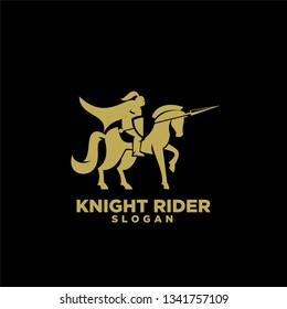 Knight with shield and spear on a horse logo icon designs symbol template illustration