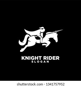 Knight with shield and spear on a horse with black background logo icon designs symbol template illustration