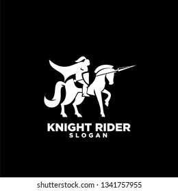 Knight with shield and spear on a horse with black background logo icon designs symbol template illustration