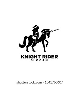 Knight with shield and spear on a horse logo with negative space style icon designs symbol template illustration