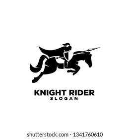 Knight with shield and spear on a horse logo with negative space style icon designs symbol template illustration