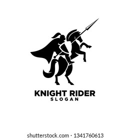 Knight with shield and spear on a horse logo with negative space style icon designs symbol template illustration