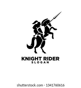 Knight with shield and spear on a horse logo with negative space style icon designs symbol template illustration