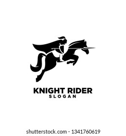 Knight with shield and spear on a horse logo with negative space style icon designs symbol template illustration