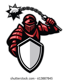 knight with shield and spiky ball weapon