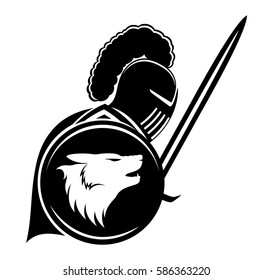 Knight with shield and sword.