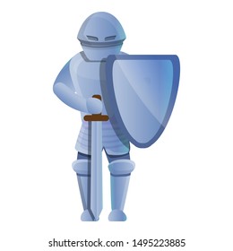 Knight shield sword icon. Cartoon of knight shield sword vector icon for web design isolated on white background
