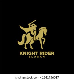 Knight with shield and sword on a horse logo icon designs symbol template illustration