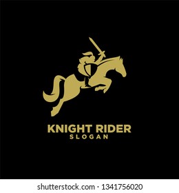 Knight with shield and sword on a horse logo icon designs symbol template illustration