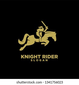 Knight with shield and sword on a horse logo icon designs symbol template illustration