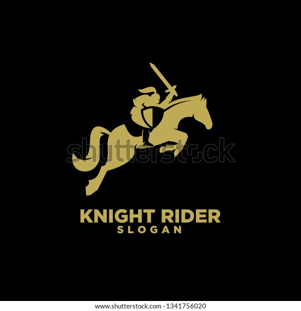 Knight Shield Sword On Horse Logo Stock Vector Royalty Free