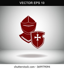 Knight with a shield vector icon.