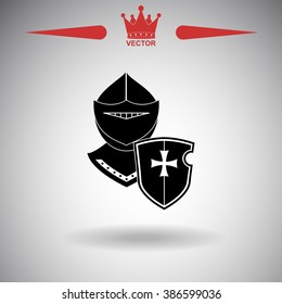 Knight with a shield vector icon.