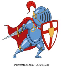Knight with shield. Vector illustration.
