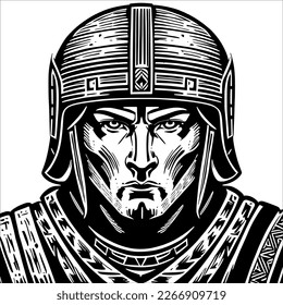 Knight in Shining Armor: A Black and White Vector Illustration of a Man in Medieval Armor
