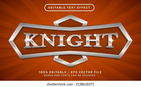 knight silver color 3d text effect and editable text effect