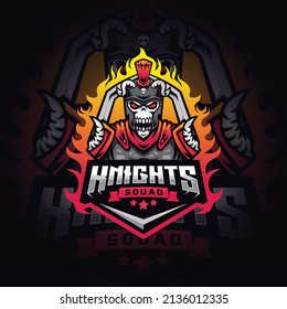 Knight Skull Mascot Esport Logo Design Illustration For Gaming