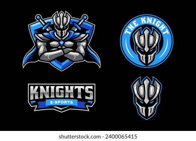 knight sliver iron mascot logo template  for sport gaming team