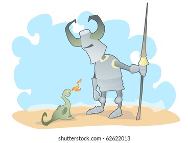 knight with small dragon
