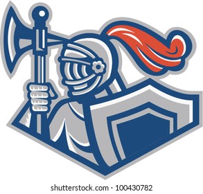 Knight With Spear Axe And Shield