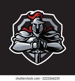 Knight sport mascot logo illustration premium vector  The Concept of Isolated Technology. Flat Cartoon Style Suitable for Landing Web Pages, Banners, Flyers, Stickers, Cards