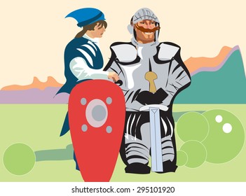 Knight And The Squire. Vector