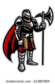 knight stand holding axe