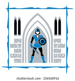 A knight standing guard on the gate of fortress