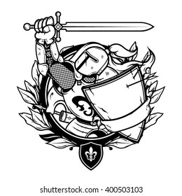 Knight with sword illustration in vector. Character design