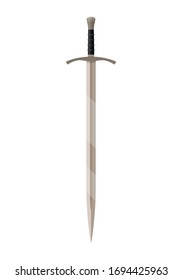 Espada de caballero aislada sobre fondo blanco. Armas de acero, armas medievales. Ilustración del vector
