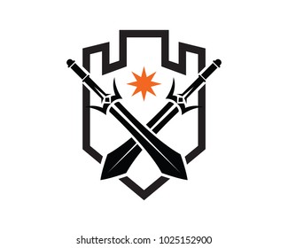 Knight Sword Logo Template Design Vector, Emblem, Design Concept, Creative Symbol, Icon