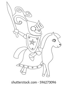 knight with sword riding on a horse 